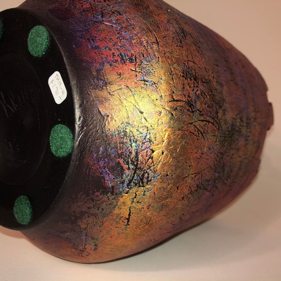 SOLD Copper Bronze Tom Krueger Raku Art Pottery - Picture 5 of 6